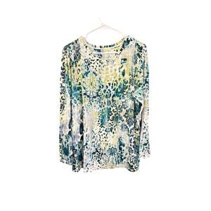 Chico’s Women’s Top XL Long Sleeve Multicolor Rayon Blend